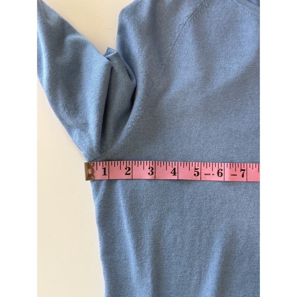 J. Mclaughlin Cotton Stretch Sweater Lightweight Baby Blue Button Preppy Medium - Picture 6 of 11